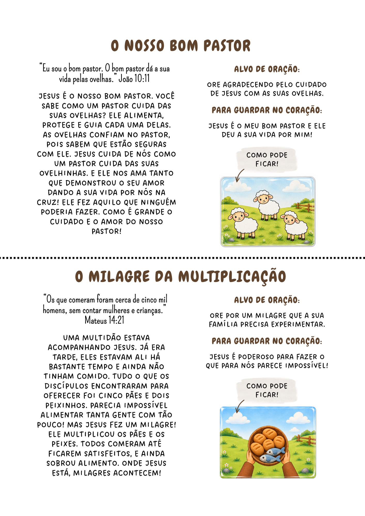Página com roteiros devocionais, alvos de oração e verdades para guardar no coração